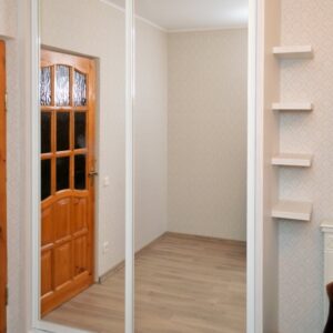 Шкаф-купе с зеркальными дверями в белом глянцевом профиле