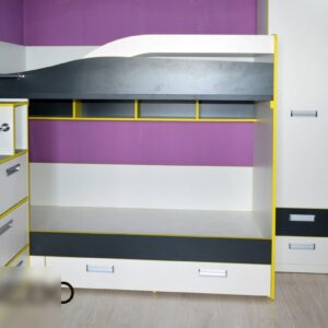 Мебель в детскую комнату в двухъярусной кроватью и шкафом для одежды