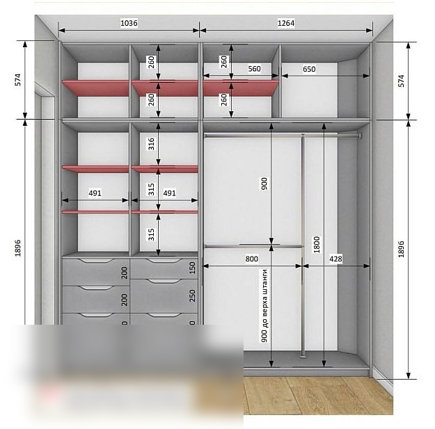 Шкаф-купе Hettich TopLine L с заполнением сатинированным зеркалом Matelac Silver Crystalvision — изображение 8